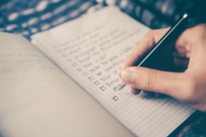Writing checklist in note boot